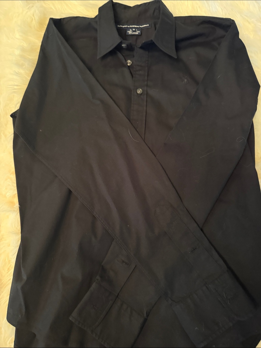 Women's Ralph Lauren Sport Black Long-Sleeve Button-Up Shirt